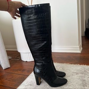 Croc heeled boots
